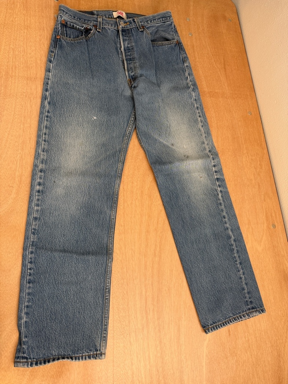 Levi's Men's 501 Button Fly Straight Leg Faded Blue Denim Jeans